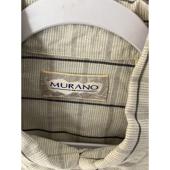 Vintage Murano Plaid Button Up Short Sleeve Shirt Mens Size XL Gray Chest Pocket - Picture 3 of 6